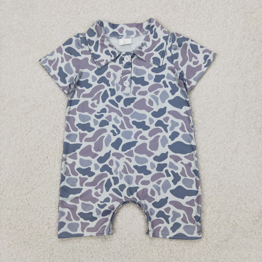 Baby Boys Duck Camo Grey Romper