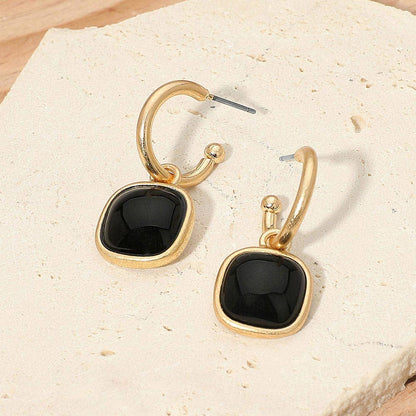 Charity Square Stone Dangle Earrings