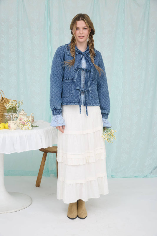 True Quilted Denim Bow Jacket
