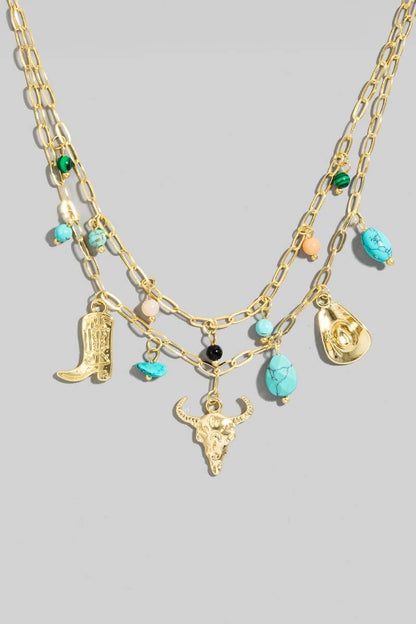 Laramie Turquoise Layered Charm Necklace