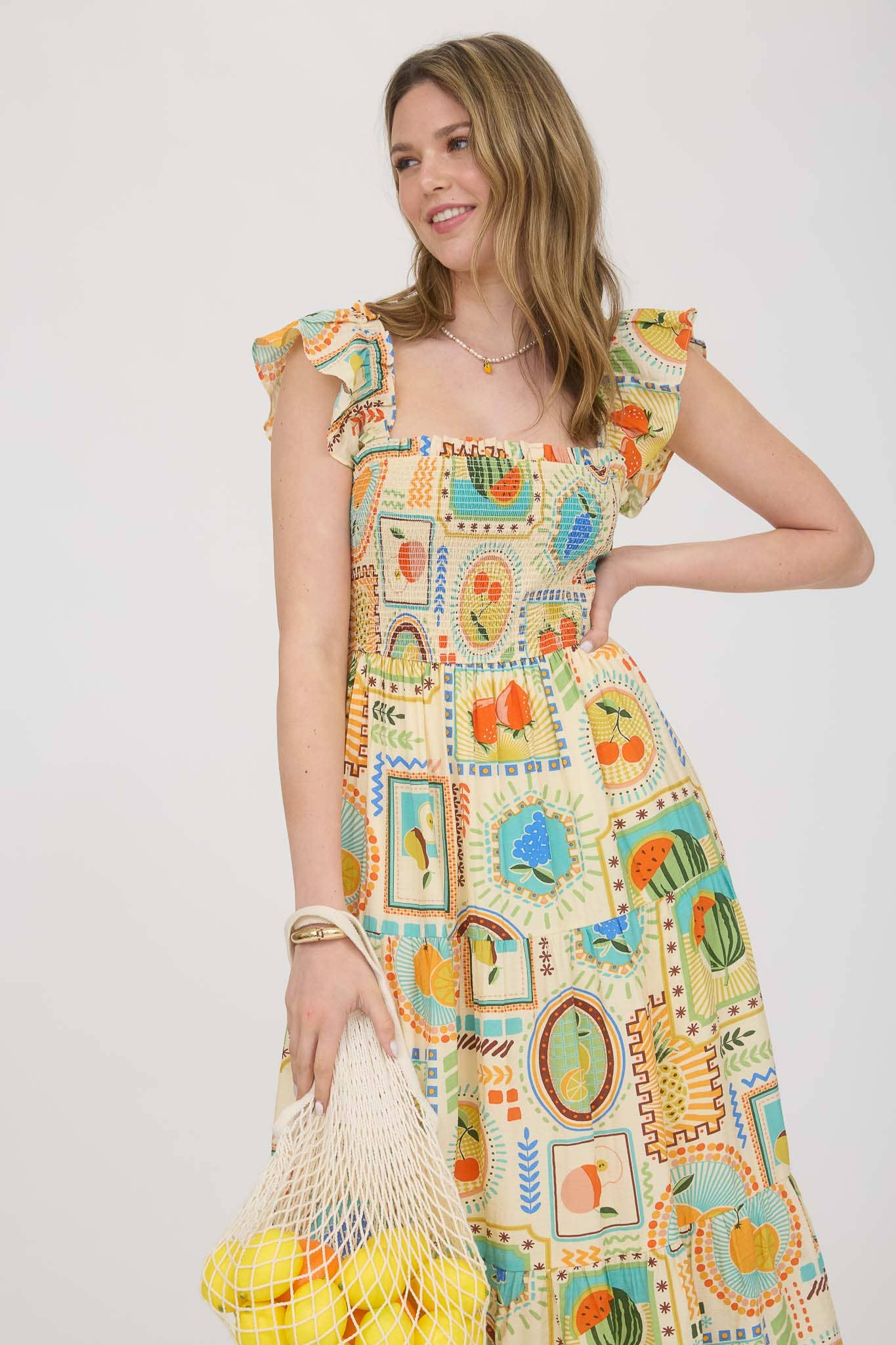 Hollis Colorful Fruit Smocked Dress