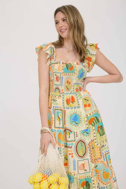 Hollis Colorful Fruit Smocked Dress