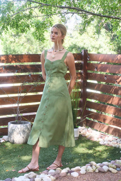 Valencia Buttondown Olive Dress