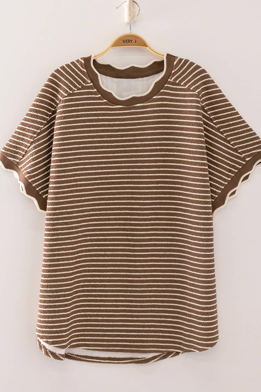 Ginny Scalloped Striped Knit Tee