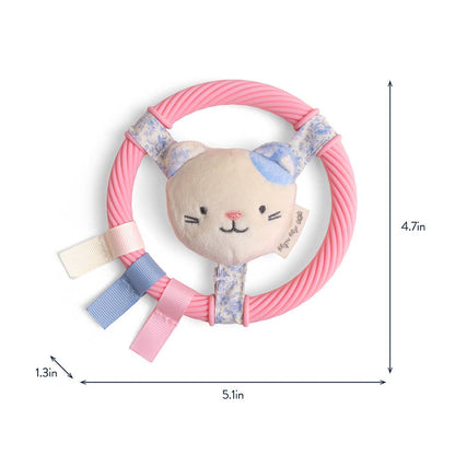 Itzy Ritzy Ring Pal™ - Teething Ring with Plush Character: Pink Kitty