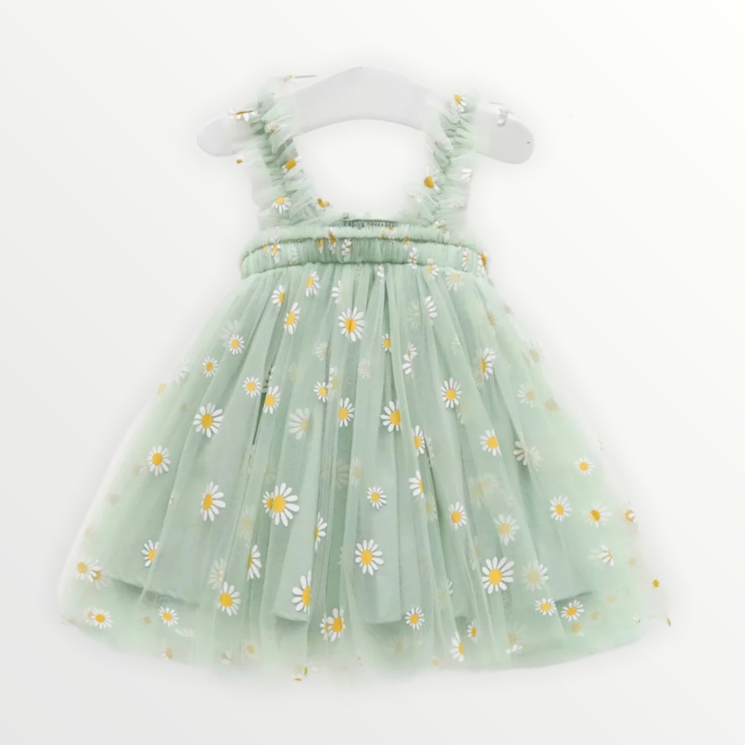 Girls Tulle Daisy Sage Dress