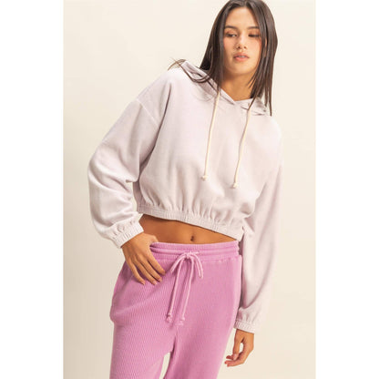 Tara Velvet Cropped Hoodie