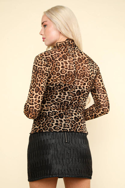 Leopard Mesh Top