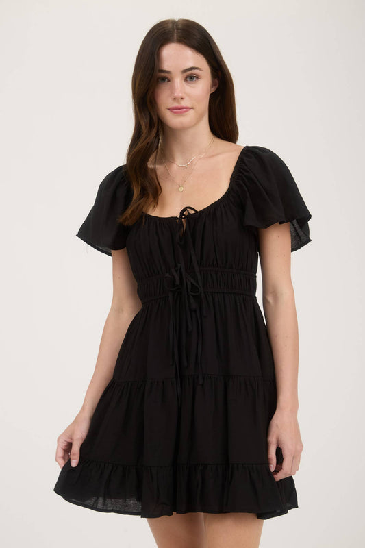 Dorothy Tiered Black Mini Dress