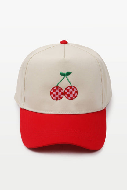 Cherry Embroidered Red Hat