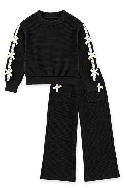 Girls Bow Pant Black Set