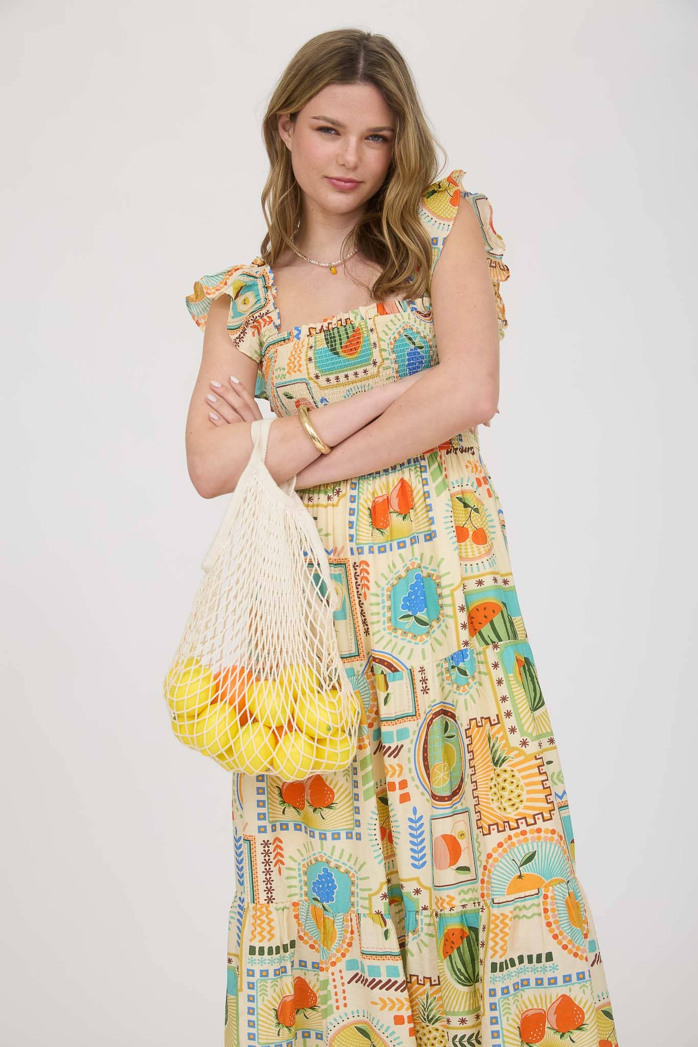 Hollis Colorful Fruit Smocked Dress