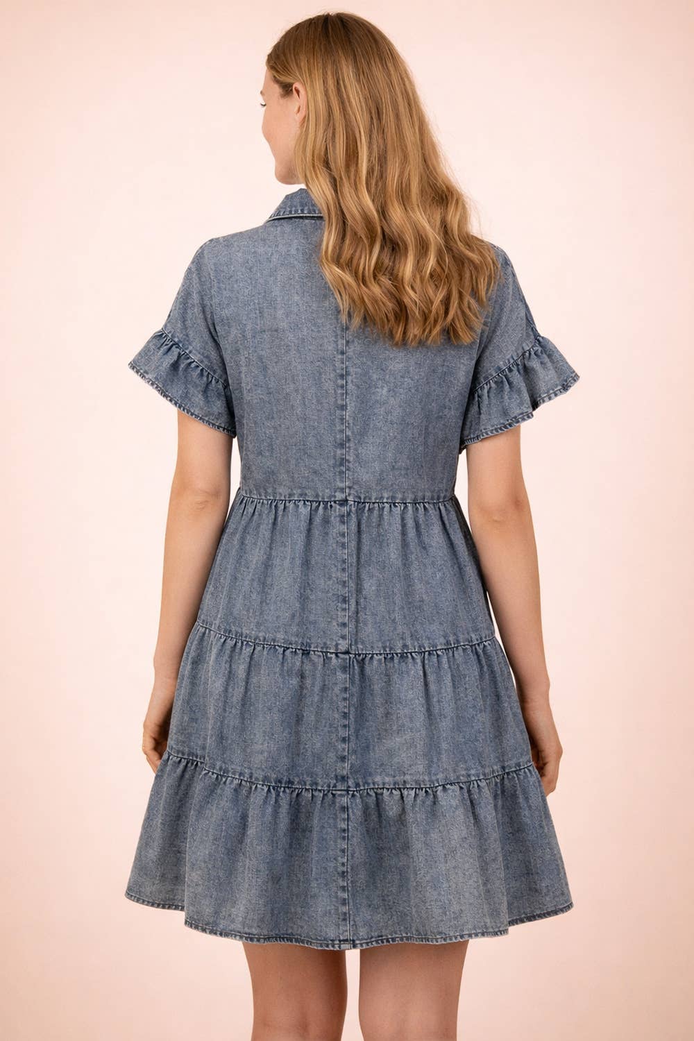 Vallie Chambray Tiered Mini MW Dress