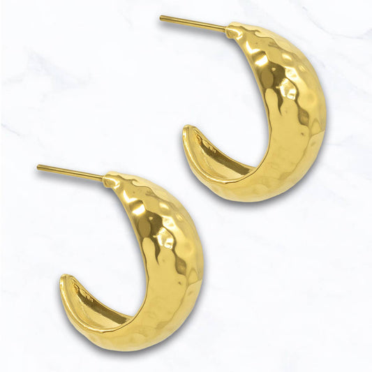 Rosalind Hammered Crescent Hoops