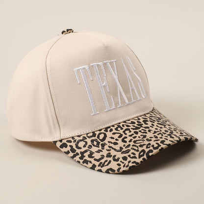 Leopard Texas Embroidered White Stitch Hat