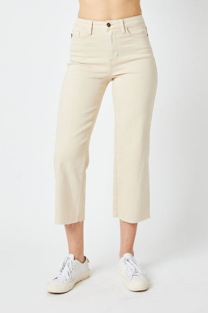 Bone Judy Blue Cropped Wide Leg Jeans