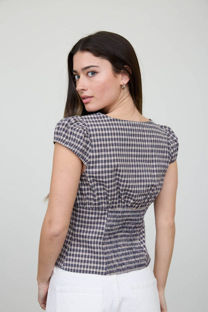 Luna Plaid Cap Sleeve Top