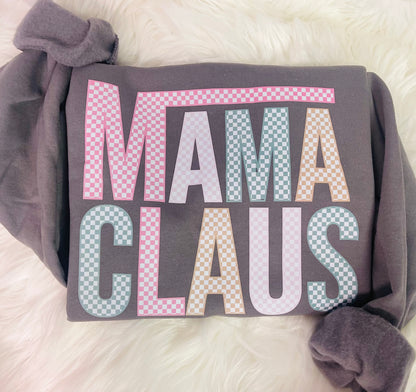 Checkered Mama Claus Sweatshirt (Size Small)