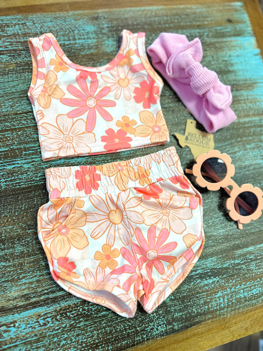 Baby Girls Retro Floral Summer Set