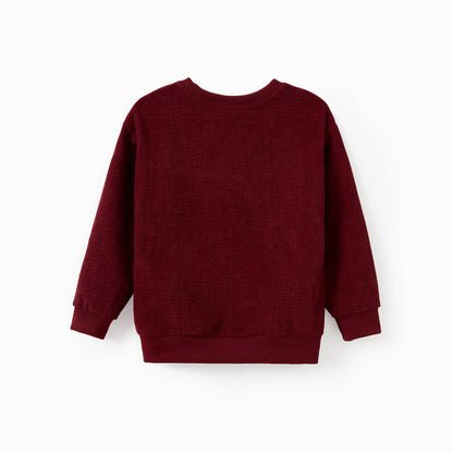 Toddler Boys Maroon 3D Merry Christmas Corduroy Sweater