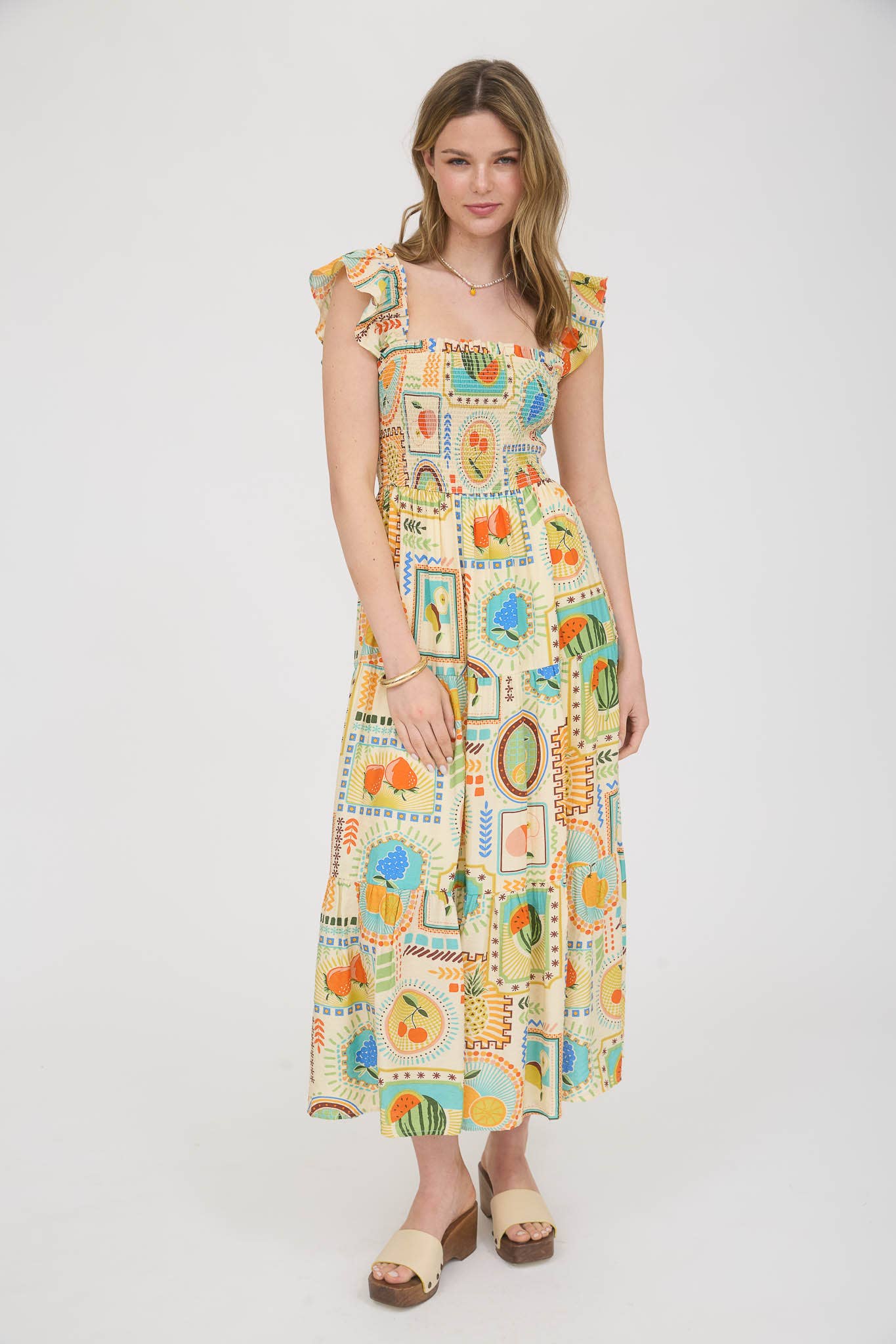 Hollis Colorful Fruit Smocked Dress