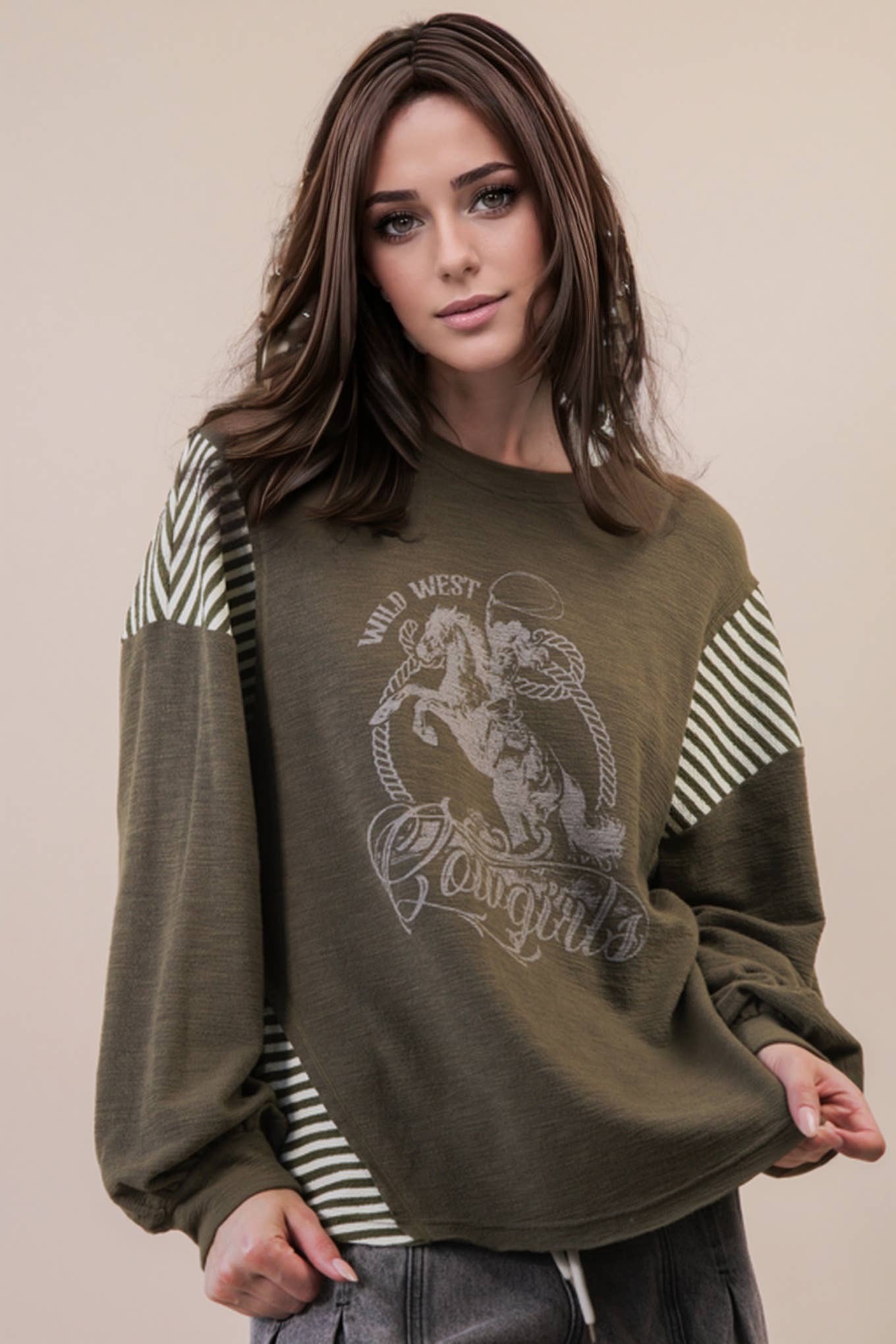 Wild West Cowgirls Olive Top