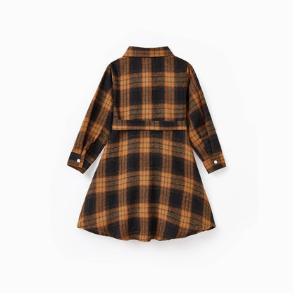 Girls Plaid Flannel Buttondown Dress