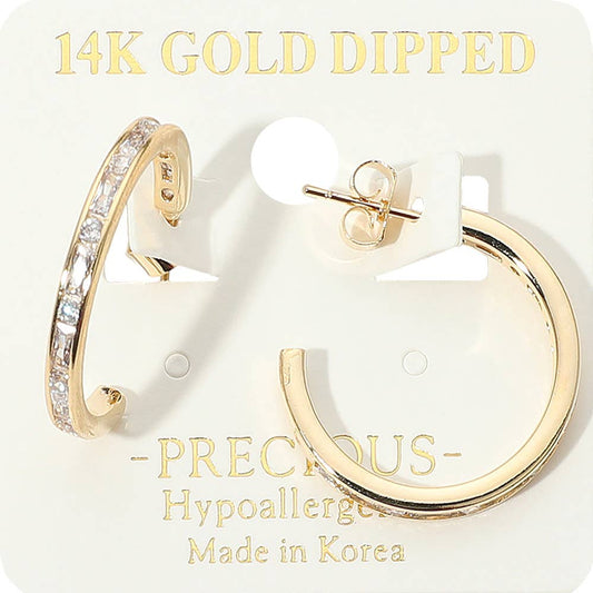 Rosalind 14K Gold Dipped Baguette Hoops