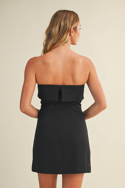 Nori Rhinestone Strapless Black Mini Dress