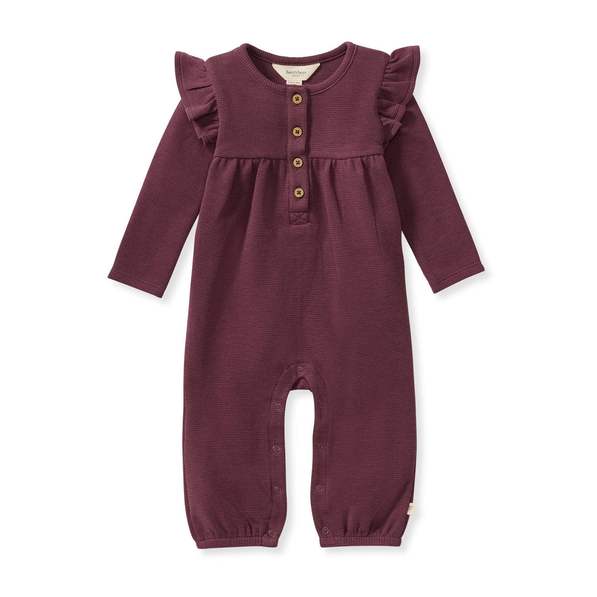 Baby Girls Burt's Bees Thermal Maroon Henley Jumpsuit