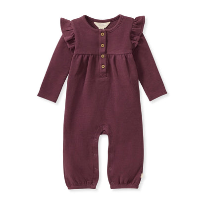 Baby Girls Burt's Bees Thermal Maroon Henley Jumpsuit