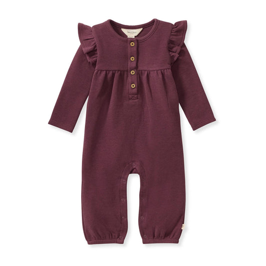 Baby Girls Burt's Bees Thermal Maroon Henley Jumpsuit