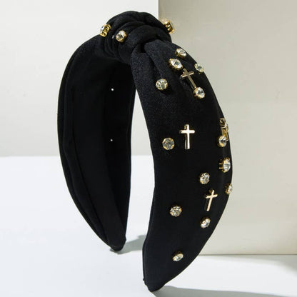 Knotted Cross Embellished Headband