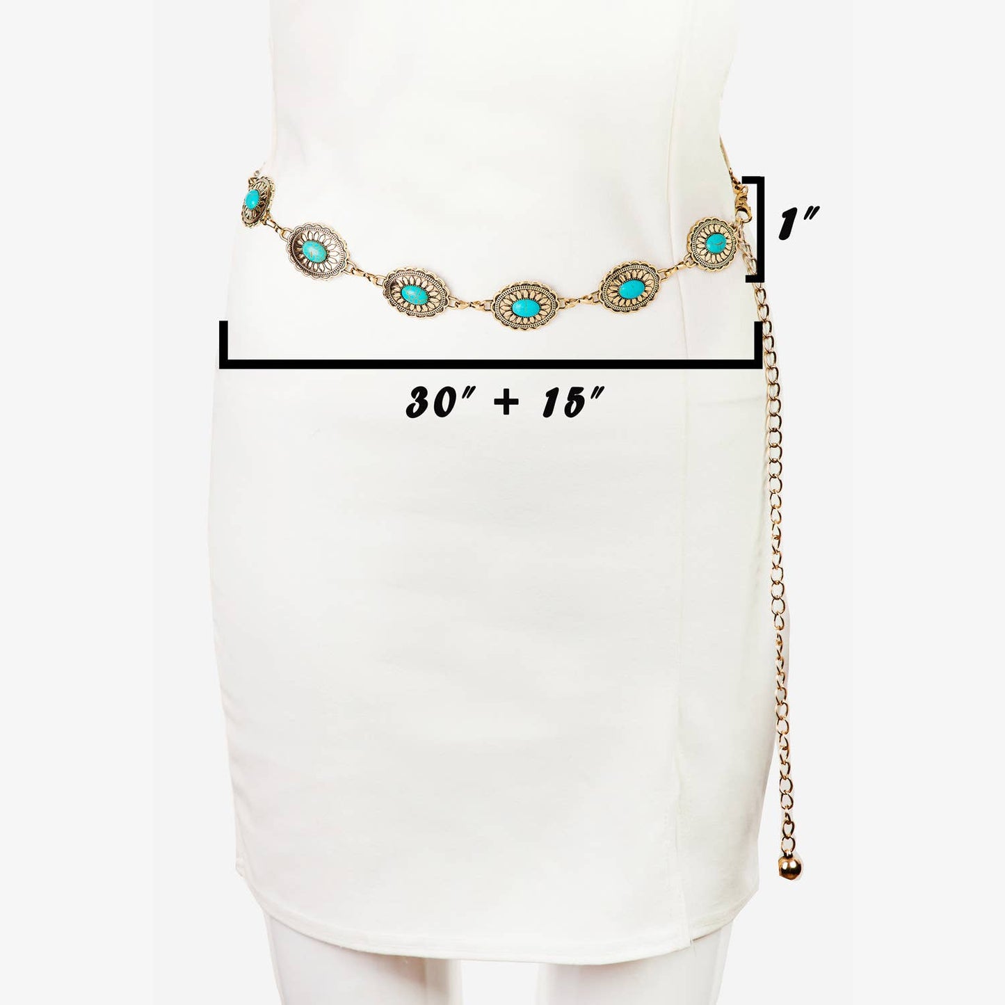 Floral Turquoise Concho Chain Belt