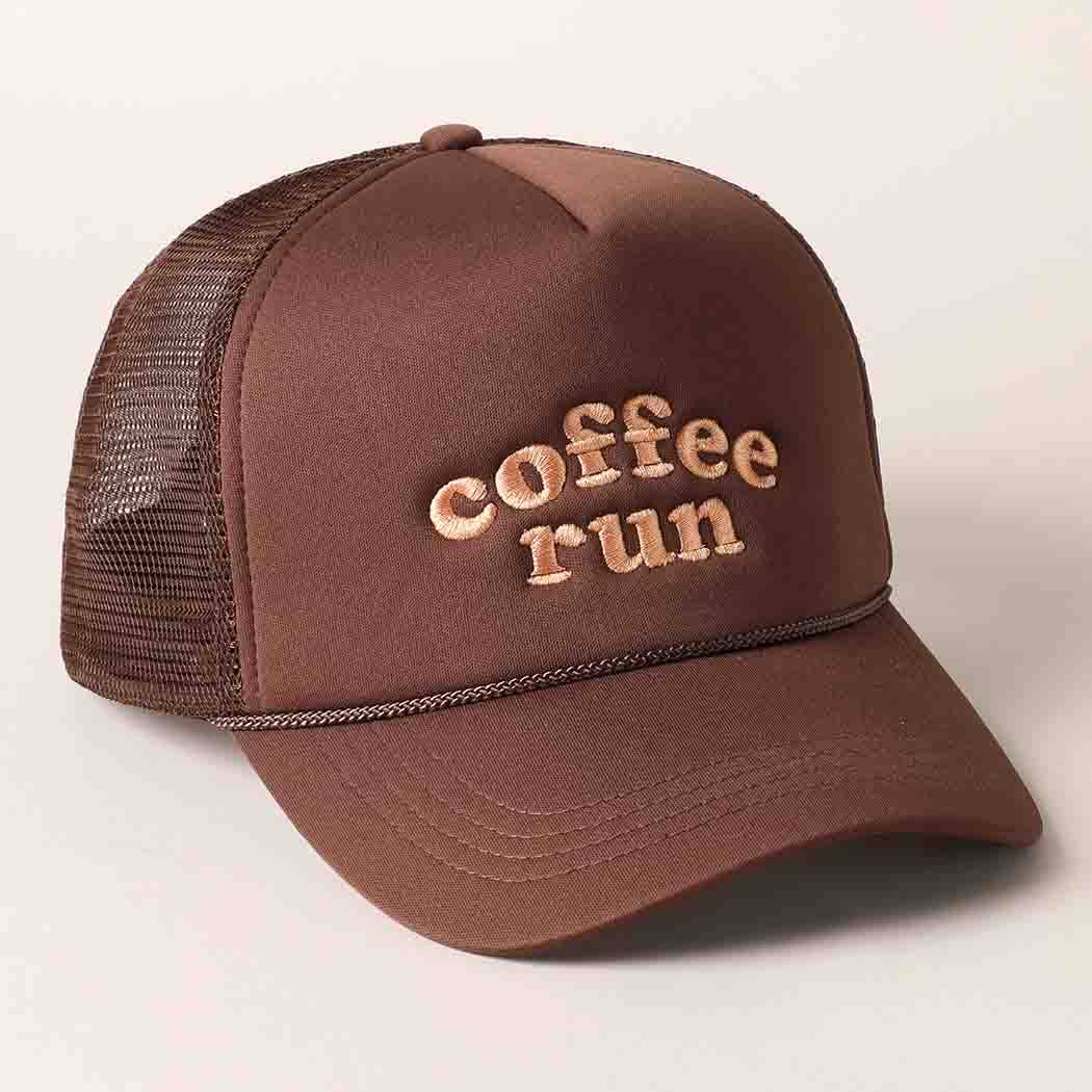 Coffee Run Embroidered Trucker Hat