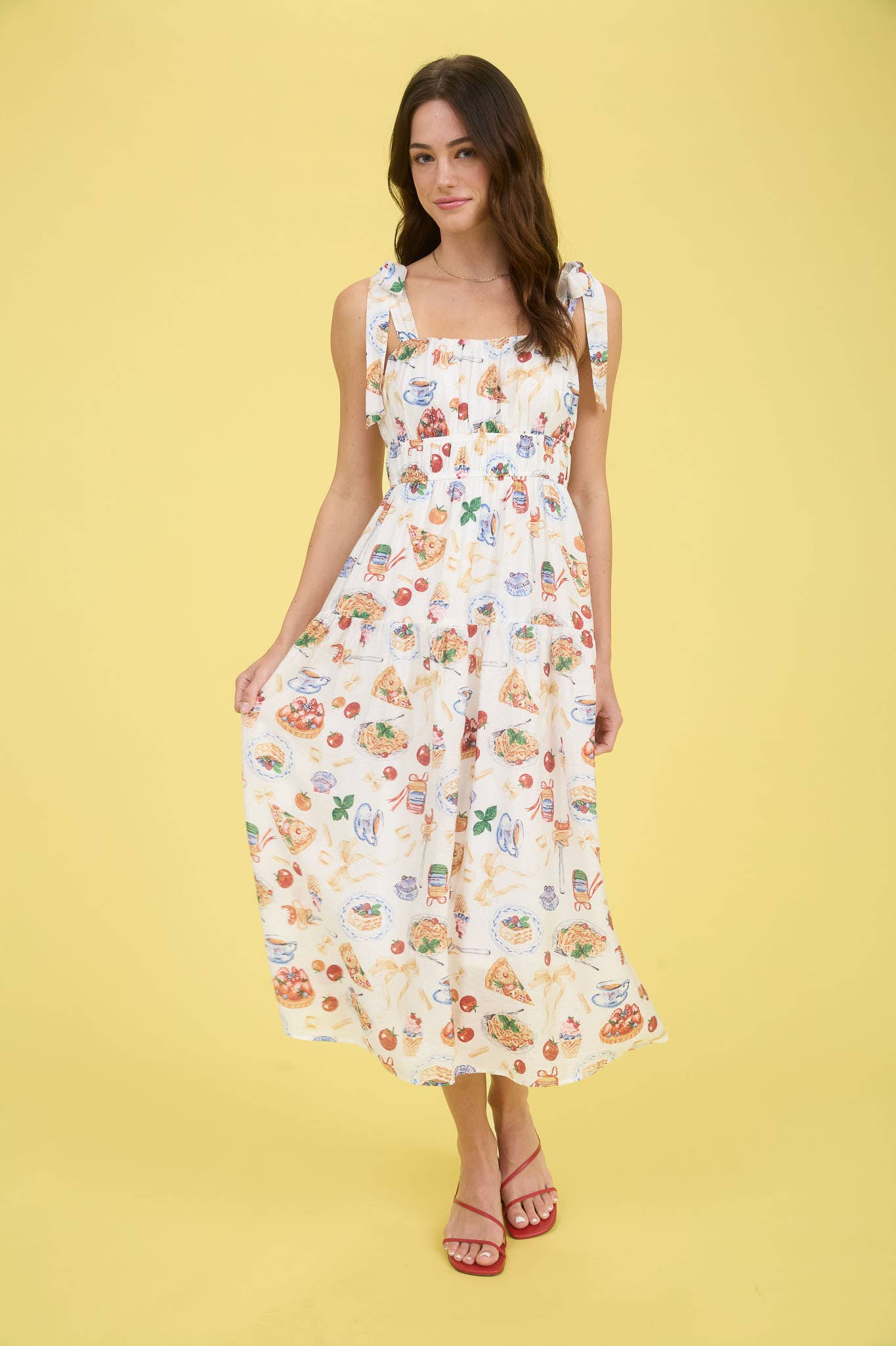 Tea Time Print Midi Dress