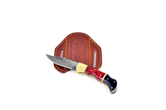 Titan Holiday Folding Knife with Leather Sheath