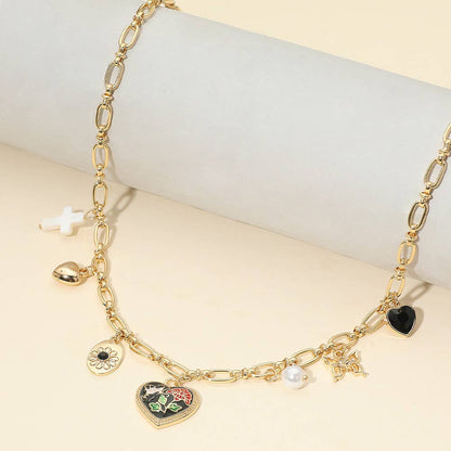 Arwen Butterfly Heart Charm Black Necklace