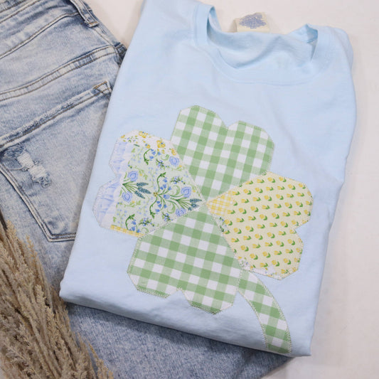 Clover Embroidered Patchwork Tee