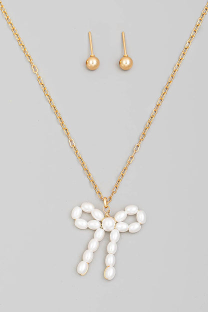 St Malo Pearl Bow Necklace