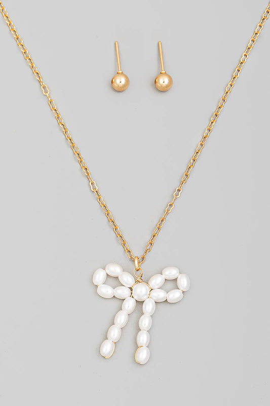 St Malo Pearl Bow Necklace