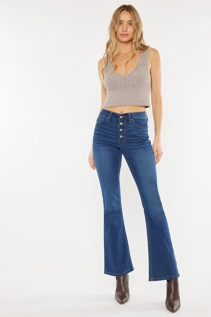 Petite Kancan Button-Fly Bootcut Jeans