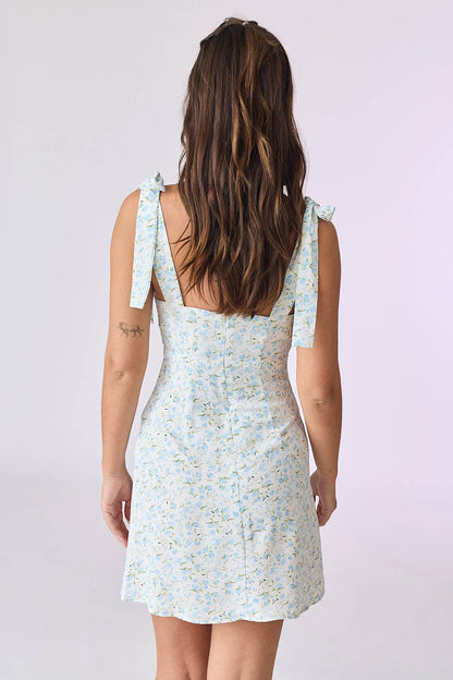 Sophie Floral V-Neck Blue Mini Dress