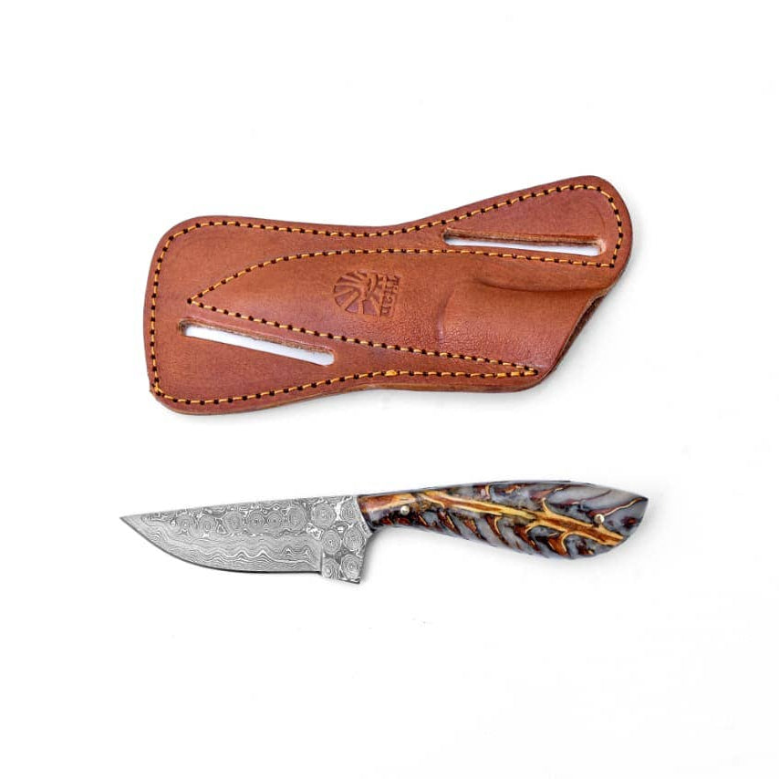 Titan Pine Cone Skinner Knife with Leather Bolster