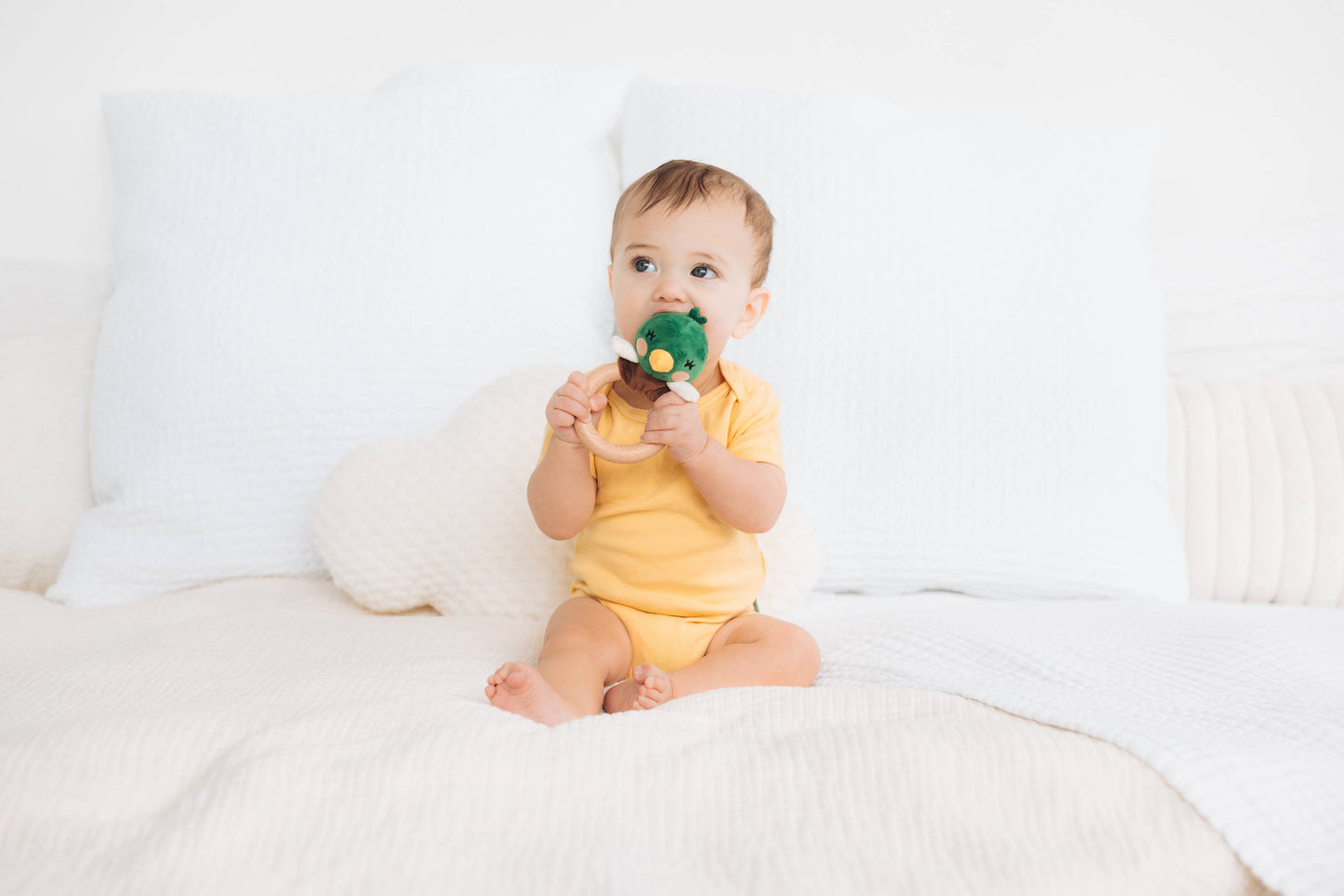 Baby Mallard Duck Wooden & Plush Baby Teether