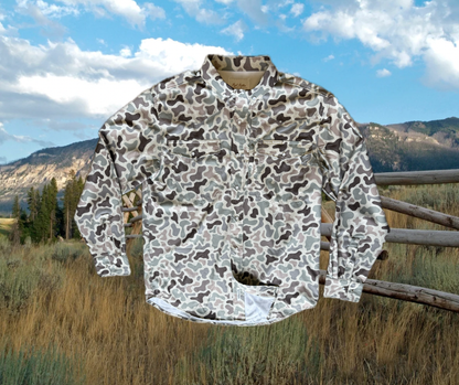 Mens Reel Rodeo Pearl Snap Sage Duck Camo Longsleeve Shirt