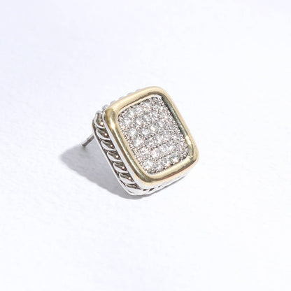 Gracie Two-Toned Square Crystal Stud Earrings