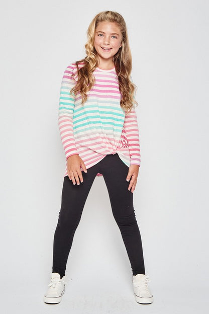 Girls Bright Striped Twist Tunic