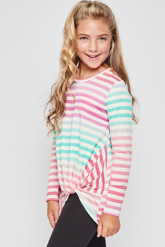 Girls Bright Striped Twist Tunic