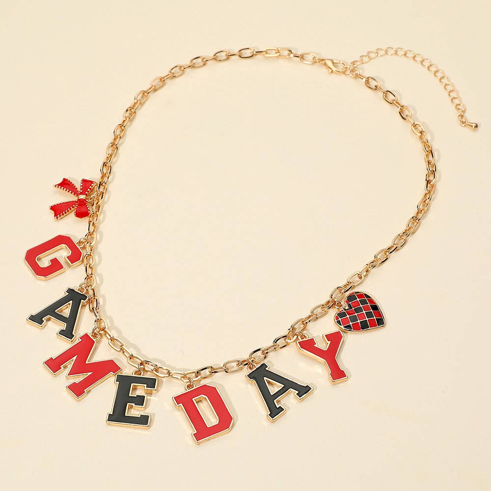 Game Day Red Letter Charm Necklace